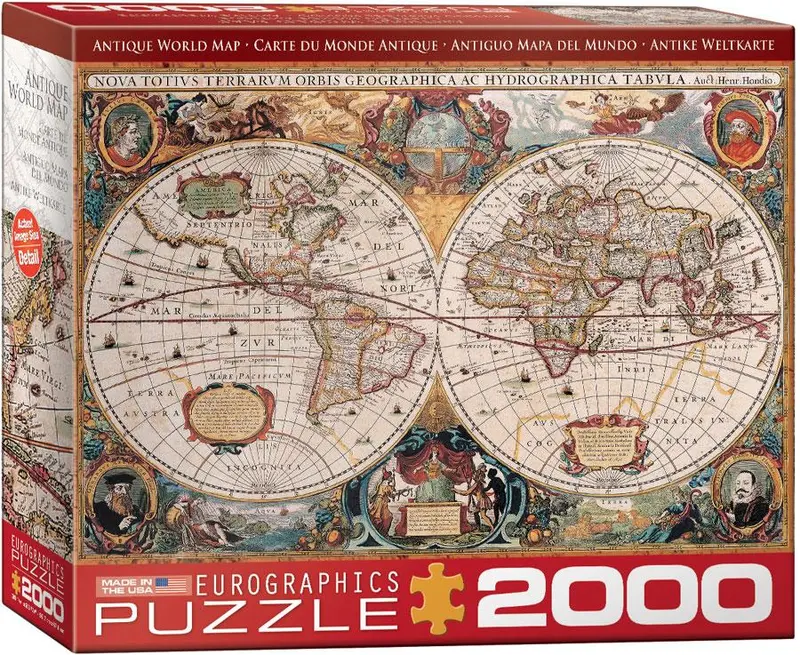 Antique-Style World Map Jigsaw Puzzle – 2000 Pieces 1