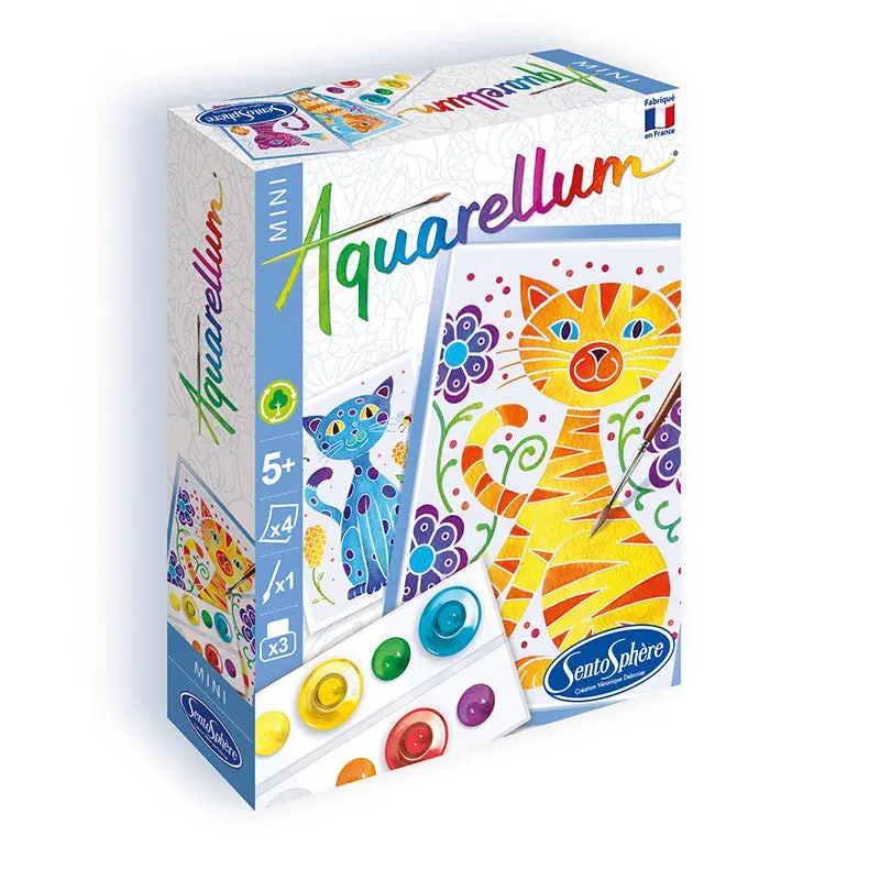 Aquarellum Mini Cats: Adorable Feline-Themed Watercolor Pages 1