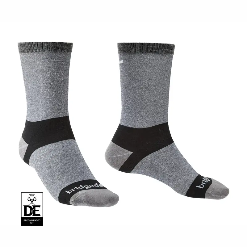 Bridgedale Coolmax Liner Socks – 2-Pack, Grey, Size 6–8.5 1