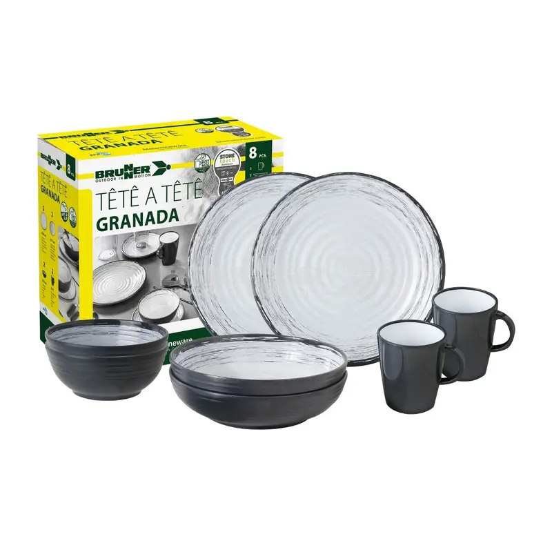 Brunner Granada Tete-A-Tete 8-Piece Melamine Dinner Set – Compact & Stylish 1