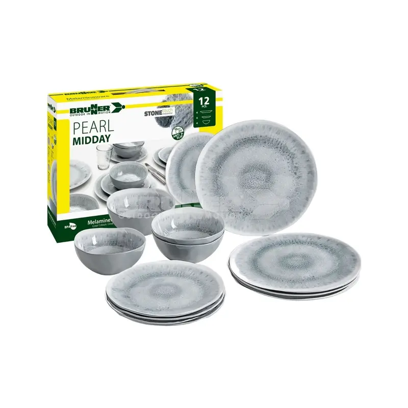 Brunner Pearl Midday 12-Piece Melamine Dinnerware Set 1