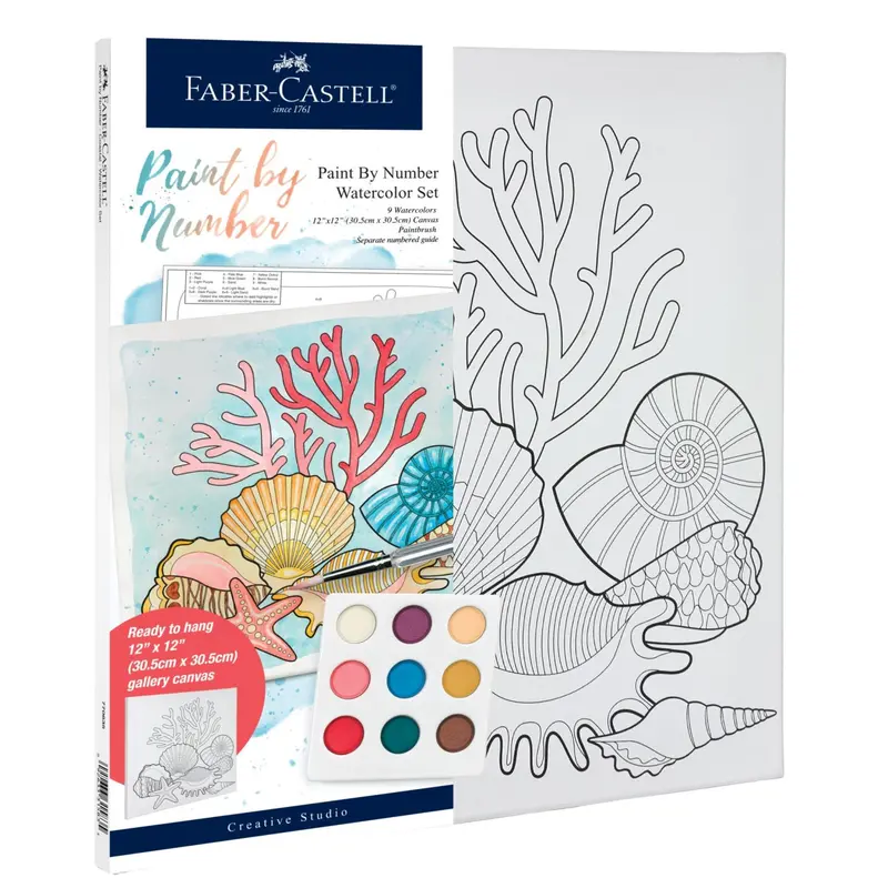 Coastal-Themed Watercolor Paint-By-Number Kit 1
