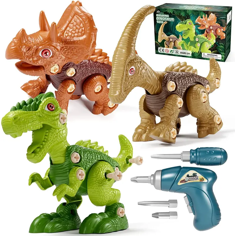 Dinosaur-Themed Building Toy Set – 3-Piece Kids’ Construction Kit For Preschool Builders 1