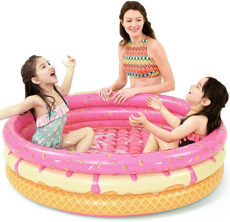 Donuts Inflatable Kiddie Pool – Pink Wading Pool For Toddlers, Backyard Splash Play & Summer Fun 1