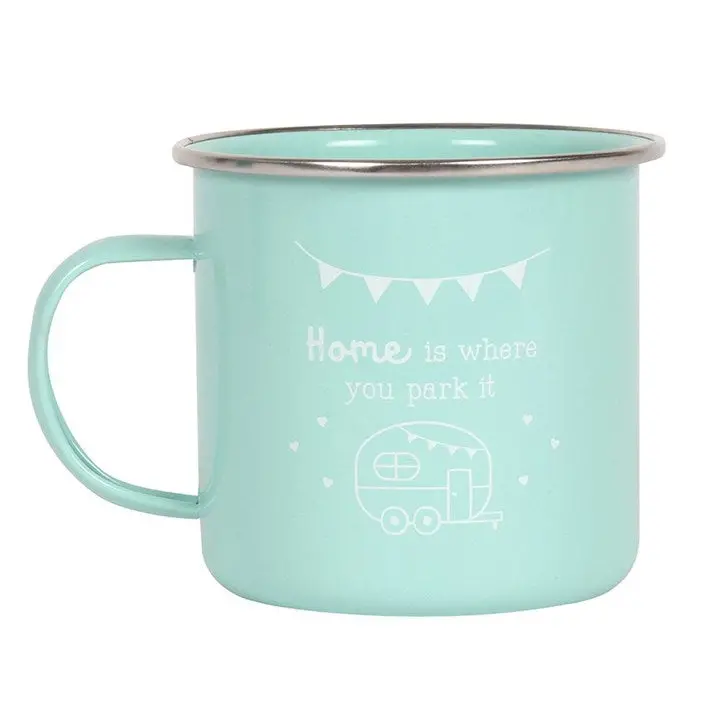 Enamel Mug: 'Home Is Where You Park It' Design 1