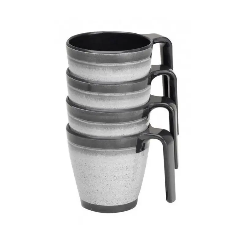 Flamefield Granite Grey Melamine Mugs – Dishwasher-Safe Camping Cups 1