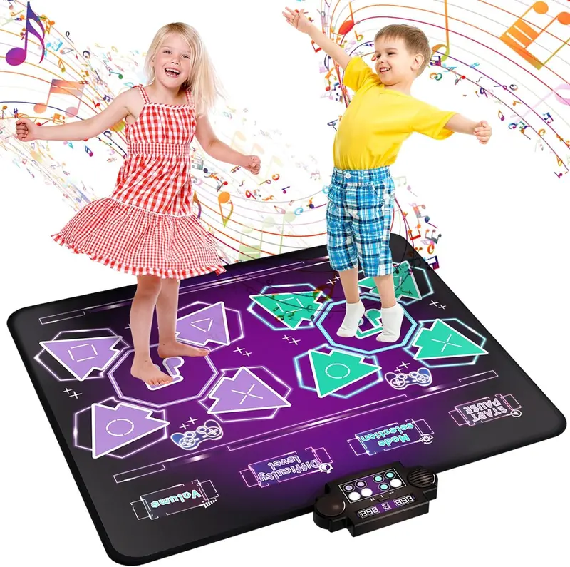 Interactive 2-Player Dance Mat For Kids – Light-Up Electronic Floor Game With Music, Ages 2–9+, Purple 1
