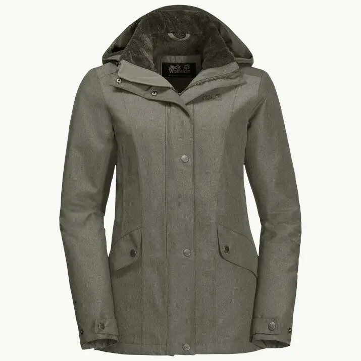Jack Wolfskin Women'S Park Avenue Casual Waterproof Jacket – Dusty Olive 1