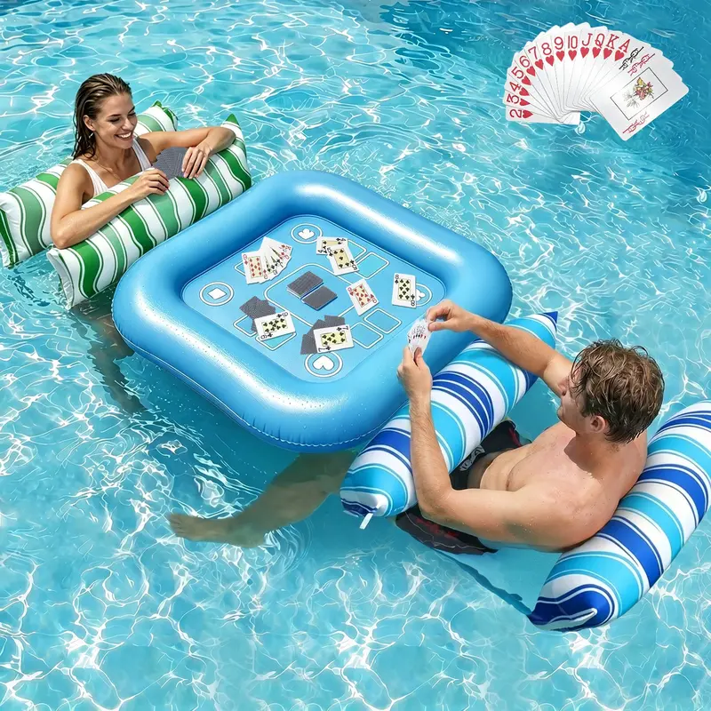 Jasonwell 2-Pack Fabric Pool Floats – Dual Water Hammock Chairs With Floating Table & Waterproof Game Set 1