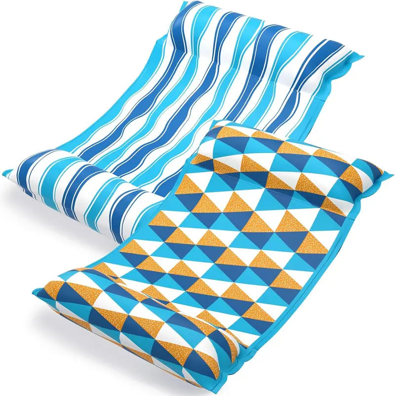 Jasonwell 2-Pack Fabric Water Hammocks – Dual Inflatable Pool Floats With 4-Position Flexibility: Saddle, Drifter, Lounge, Or Hammock (Tric Color) 1