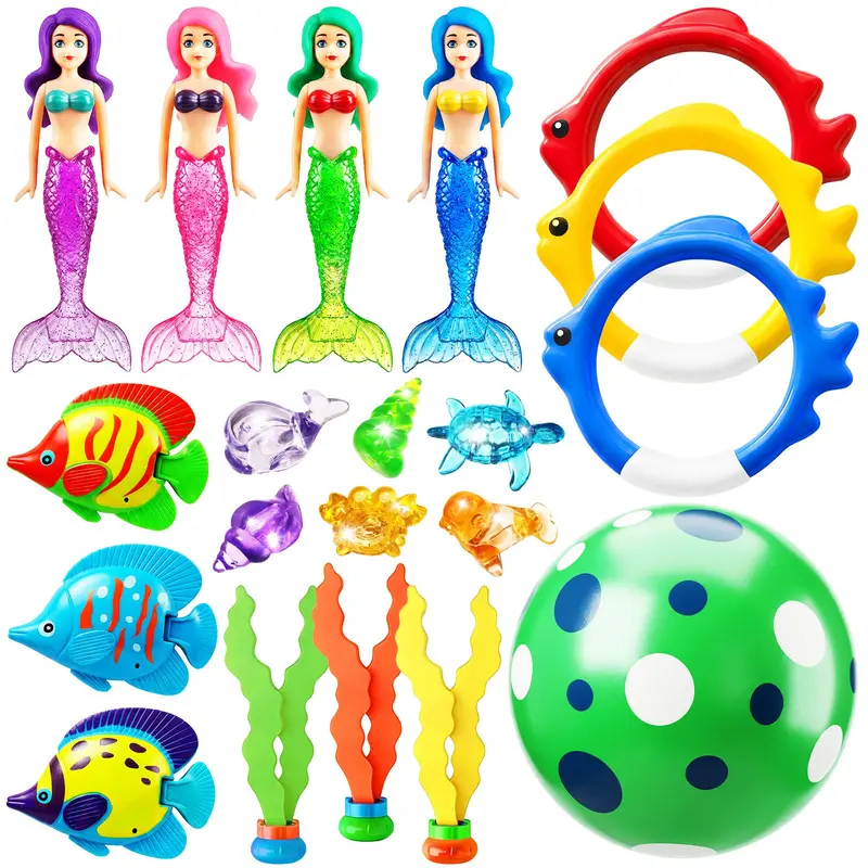 Jasonwell 20-Piece Pool Diving Toy Set – Mermaid Rings, Gems, Sea Creatures & Training Toys For Kids & Adults 1