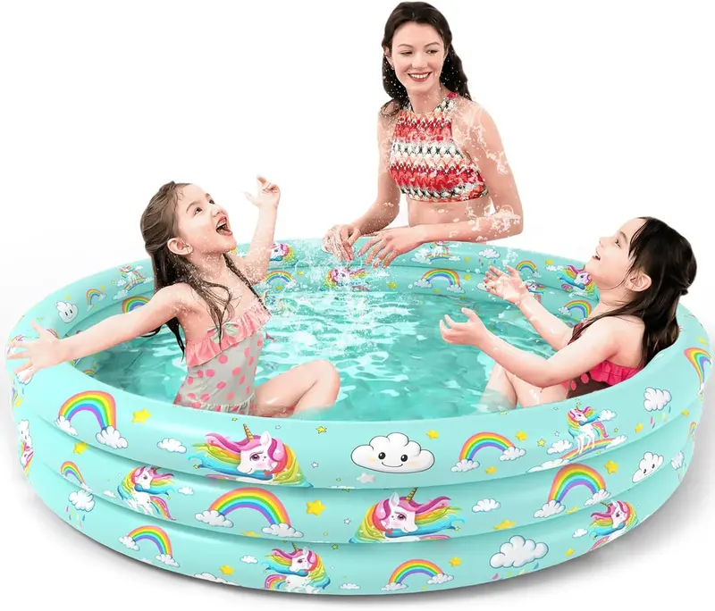 Jasonwell 51-Inch Unicorn Inflatable Kiddie Pool – Blow-Up Toddler Wading Pool For Backyard Play 1
