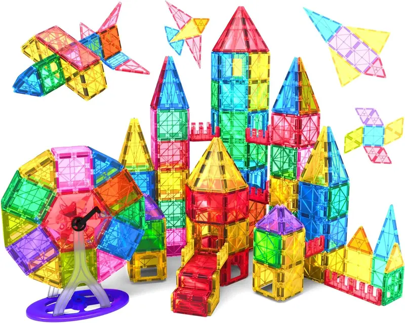 Jasonwell 57-Piece Magnetic Tiles Set – Stem Building Blocks For Toddlers & Kids Ages 3–10 1