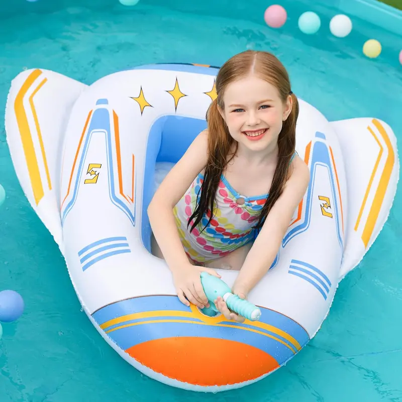 Jasonwell Airplane-Themed Toddler Pool Float – Inflatable Swim Ring With Built-In Water Squirt Gun 1