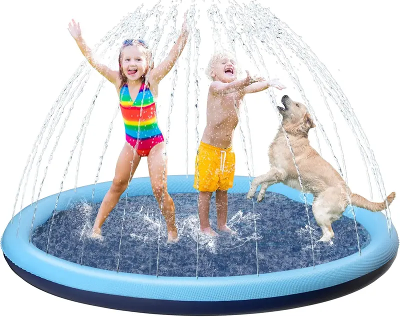 Jasonwell All-In-One Pet & Kids Splash Pad – Non-Slip Outdoor Water Play Mat For Puppies, Children, And Multi-Size Dogs 1