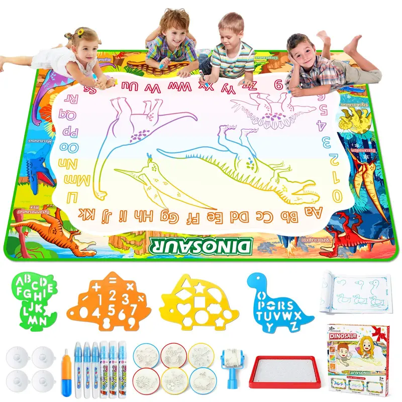 Jasonwell Aqua Doodle Mat – 60X40" Reusable Magic Drawing Mat For Kids Ages 2–8 (Dinosaur Theme) 1