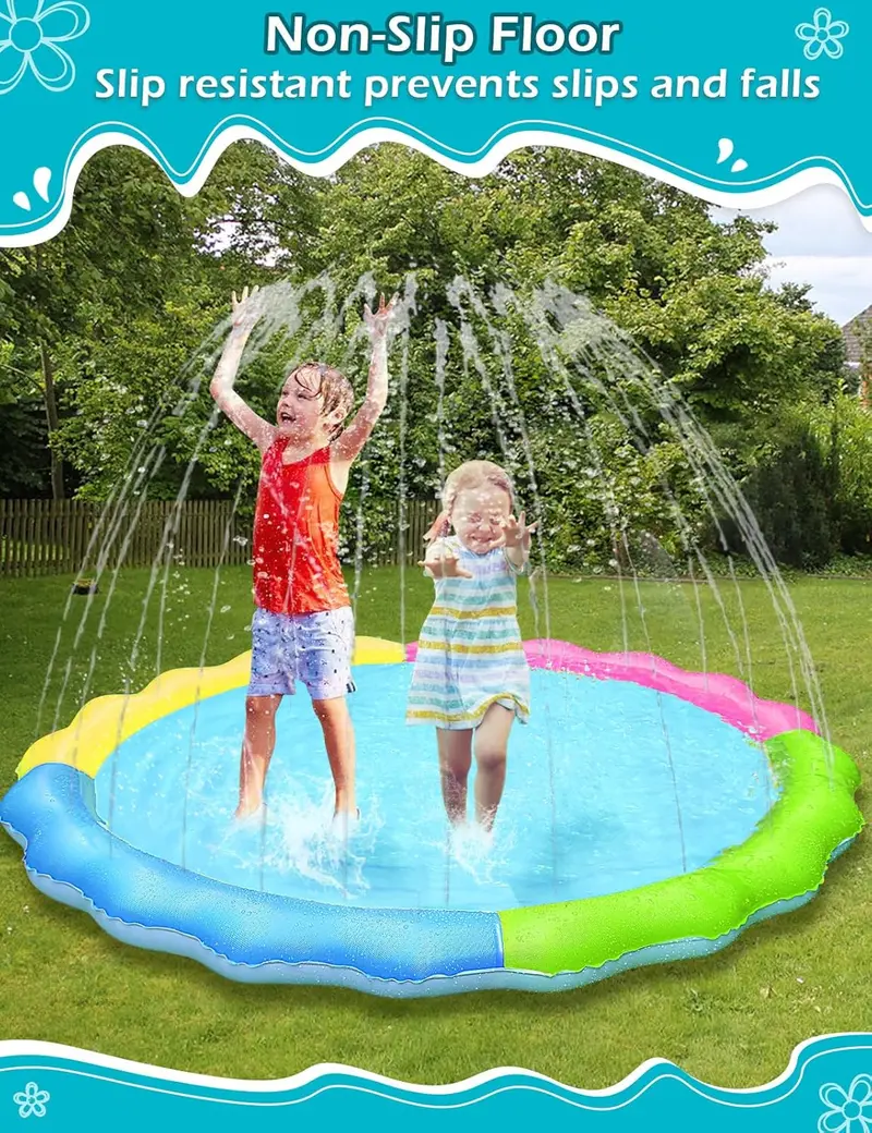 Jasonwell Compact Dog Splash Pad – 60-Inch Lightweight, Non-Slip Pet Cooling Mat 1