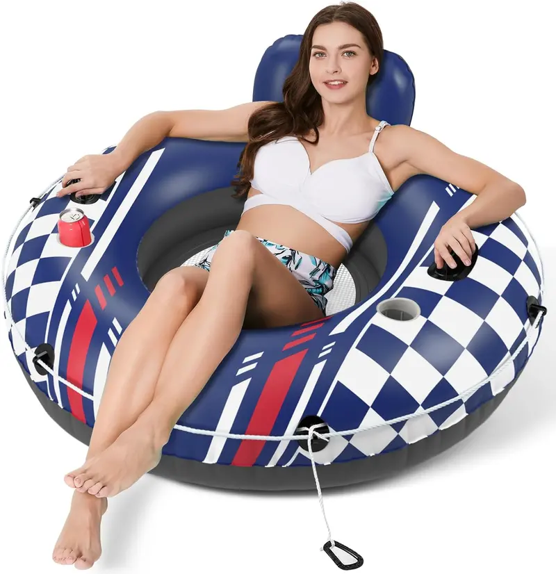 Jasonwell Deluxe River Lounge Tube – Comfortable Inflatable Float With Dual Drink Holders 1