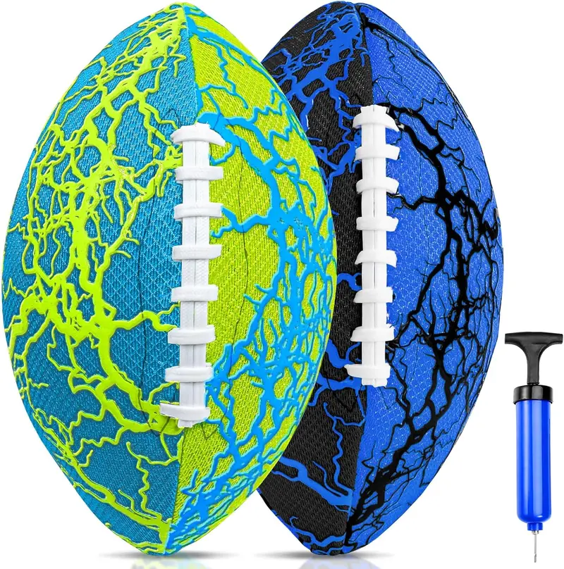 Jasonwell Dual Water Football Bundle – Two Brightly Colored, Non-Slip Floating Balls For Splashy Outdoor Games (B&G) 1
