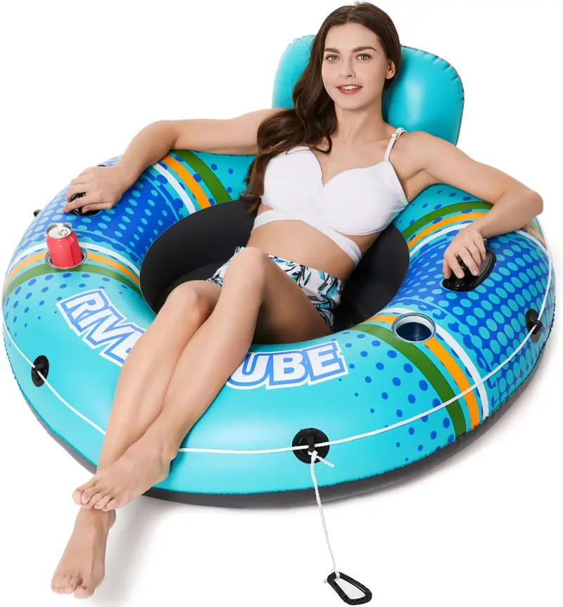 Jasonwell Heavy-Duty River Tube Float – Dual-Cup Holder Inflatable Raft For Lakes, Rivers & Pools 1