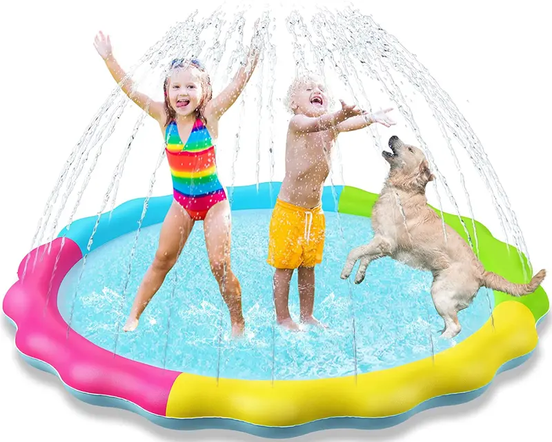 Jasonwell Large Inflatable Splash Pad – Kid-Friendly Outdoor Water Play Mat For Summer Fun 1