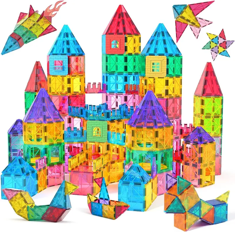 Jasonwell Magna-Tile Style Building Set – Stem-Compatible Magnetic Blocks For Kids 1