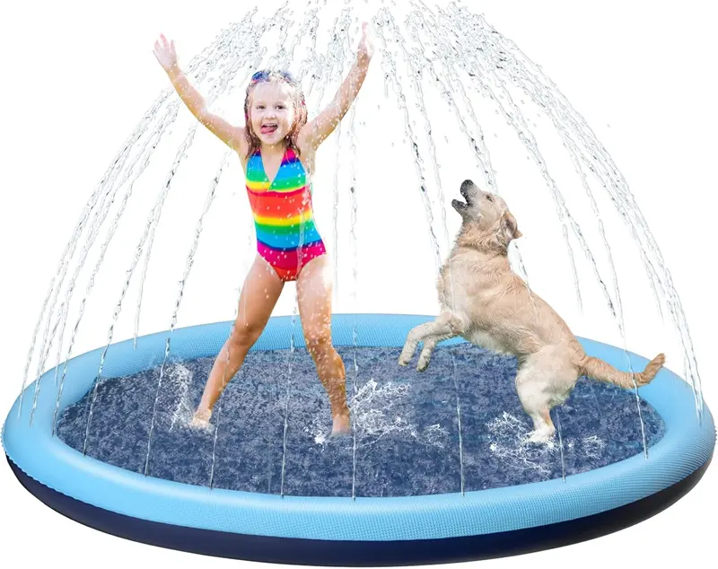 Jasonwell Non-Slip Dog Splash Pad – Durable Outdoor Water Play Mat For Puppies, Toddlers & Kids 1