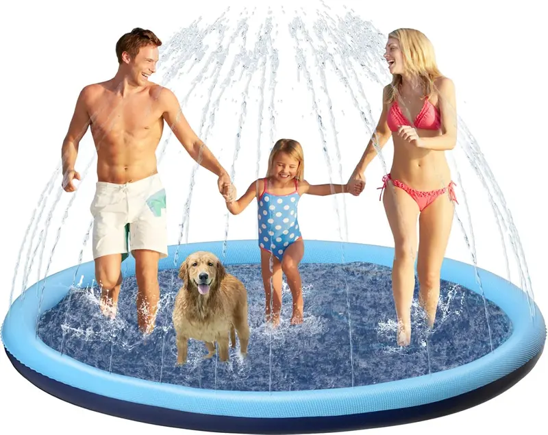 Jasonwell Portable Dog Splash Pool – Lightweight Summer Sprinkler Mat For Puppies, Toddlers, And Small-To-Xl Pets 1
