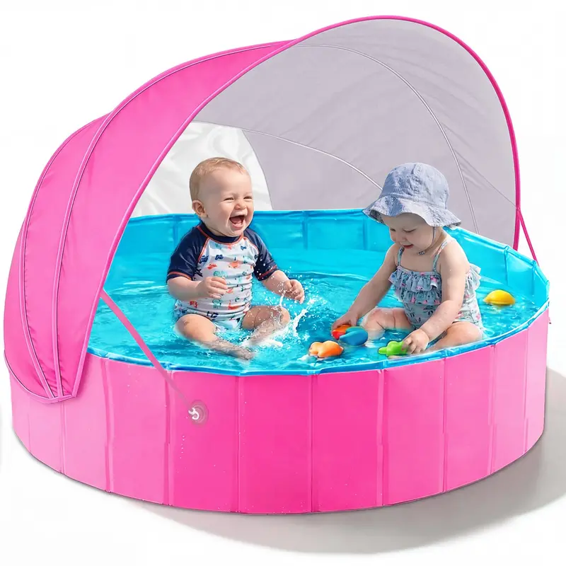 Jasonwell Portable Toddler Pool With Canopy – Foldable Shade Tent Wading Pool For Ages 1–3 And Small Pets (Assorted Sizes) 1