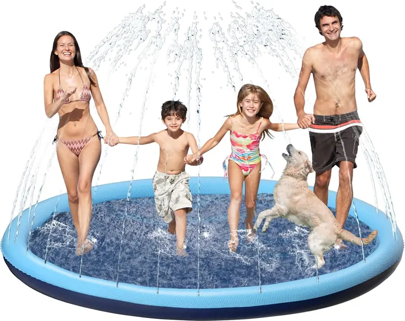 Jasonwell Puppy Splash Pad – Durable, Ground-Stable Water Play Mat For Backyard Summer Fun 1