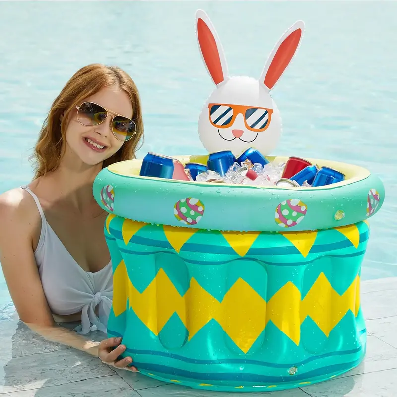 Jasonwell Tropical-Themed Inflatable Drink Cooler – Luau Ice Bucket For Pool Parties And Outdoor Celebrations 1