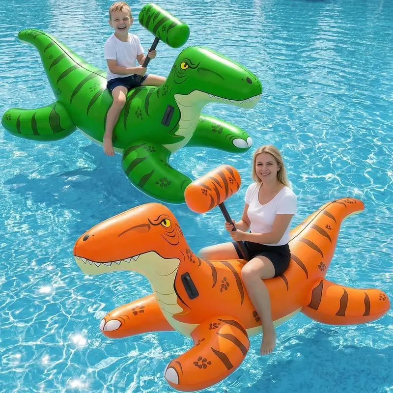 Jasonwell Xl Inflatable Dinosaur Pool Float – Ride-On Raft With Blow-Up Hammers For Kids, Teens & Adults 1