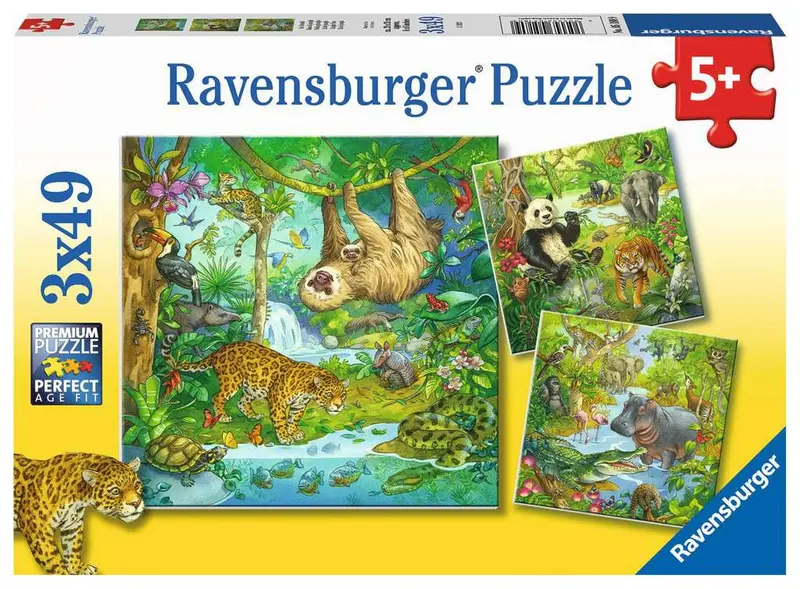 Jungle Fun Triple Puzzle Set – 3 × 49 Pieces 1