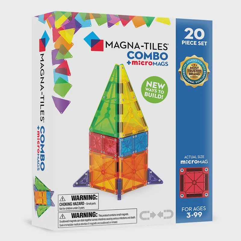 Micromags Starter Combo Pack – 20-Piece Magnetic Tiles Set 1