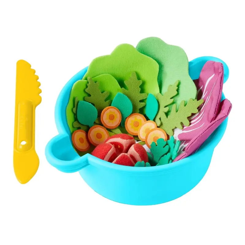 Mixed Salad Bowl Set With Felt Vegetables For Pretend Play 1