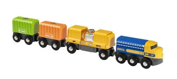 Modular Wooden Train Set: Three-Wagon Cargo Hauler 1