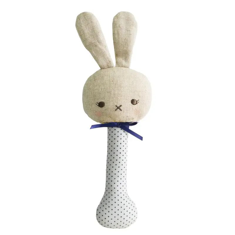 Navy Baby Bunny Stick Rattle – Tactile Toy 1