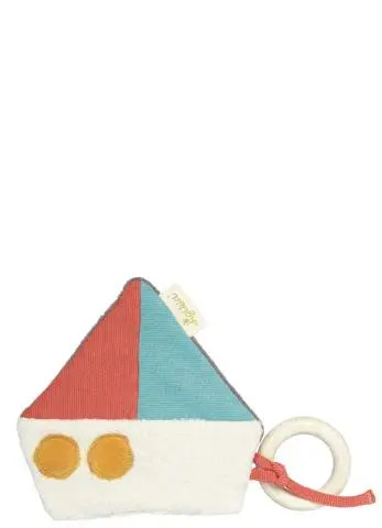 Organic Cotton Boat Grasping Toy – Squeaky, Textured Teether For Tiny Hands 1