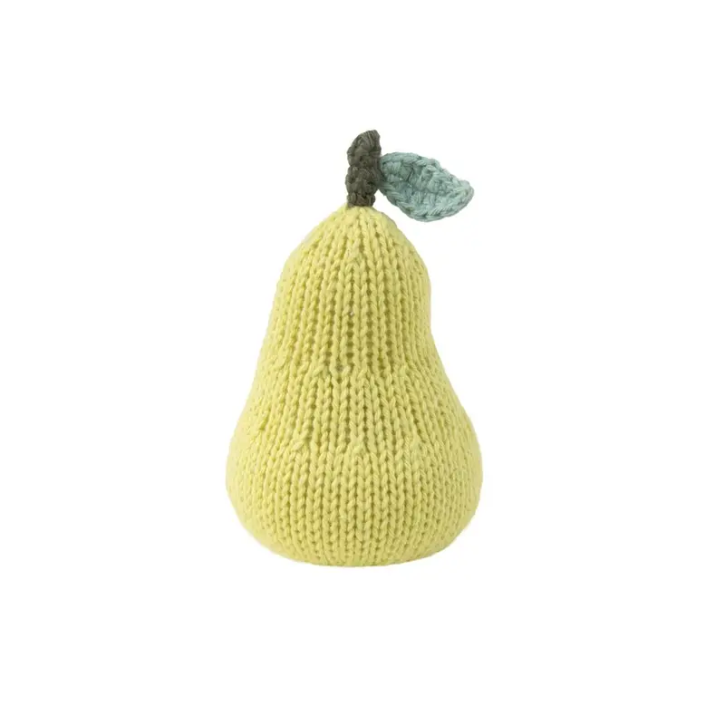 Pear-Shaped Fruit Rattle – Natural Wood & Silicone Baby Toy 1