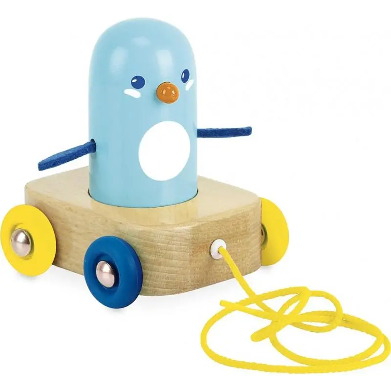 Penguin Pull Toy – Handcrafted Wooden Toy With Rolling Wheels And Friendly Design 1