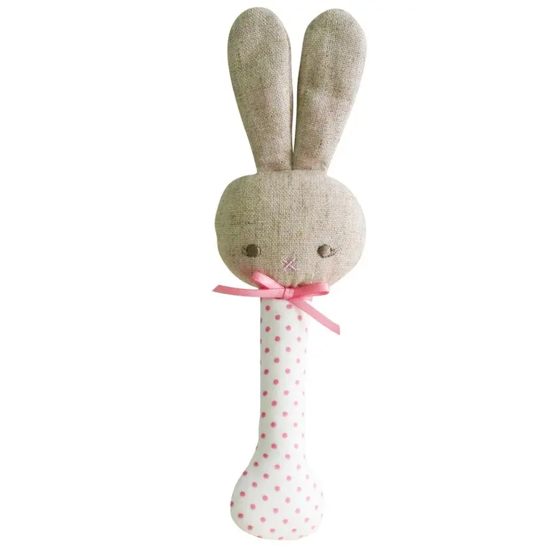 Pink Baby Bunny Stick Rattle For Tiny Hands 1