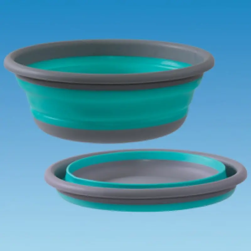 Pls 32Cm Foldable Round Washing Basin – Green & Grey 1