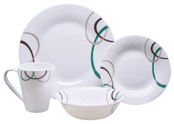 Pls Horizon Opalware 16-Piece Dinner Set – Orbit Design 1