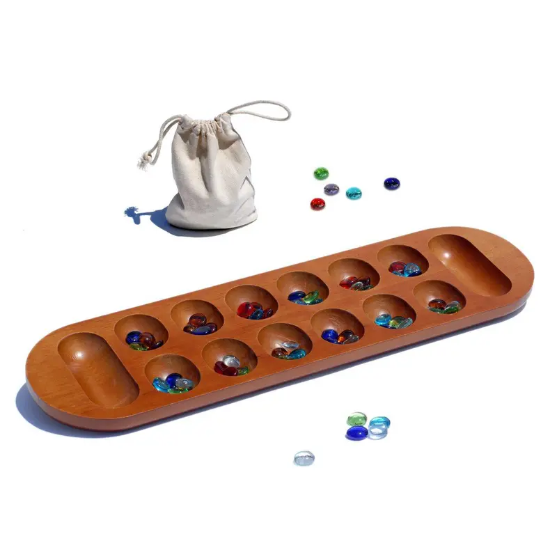 Premium Wooden Mancala Set – Traditional African Stone Game 1