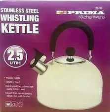 Prima 2.5L Beige Stainless Steel Whistling Kettle 1