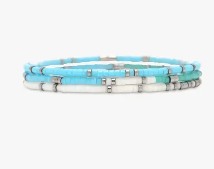 Pura Vida Seafoam Dream Stretch Bracelet Set (3-Pack) 1
