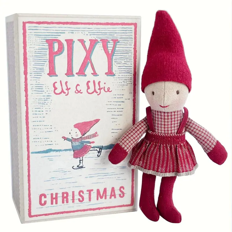 Red Pixie Elf Mini Plush In Matchbox 1