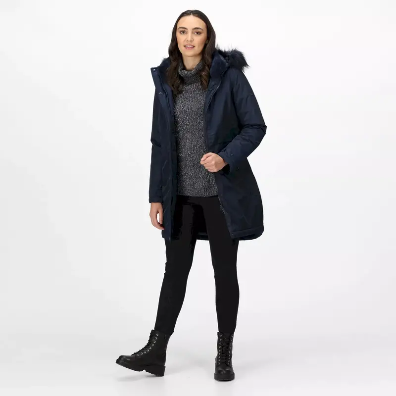 Regatta Lyanna Women'S Waterproof Parka With Fur-Trimmed Hood – Navy 1