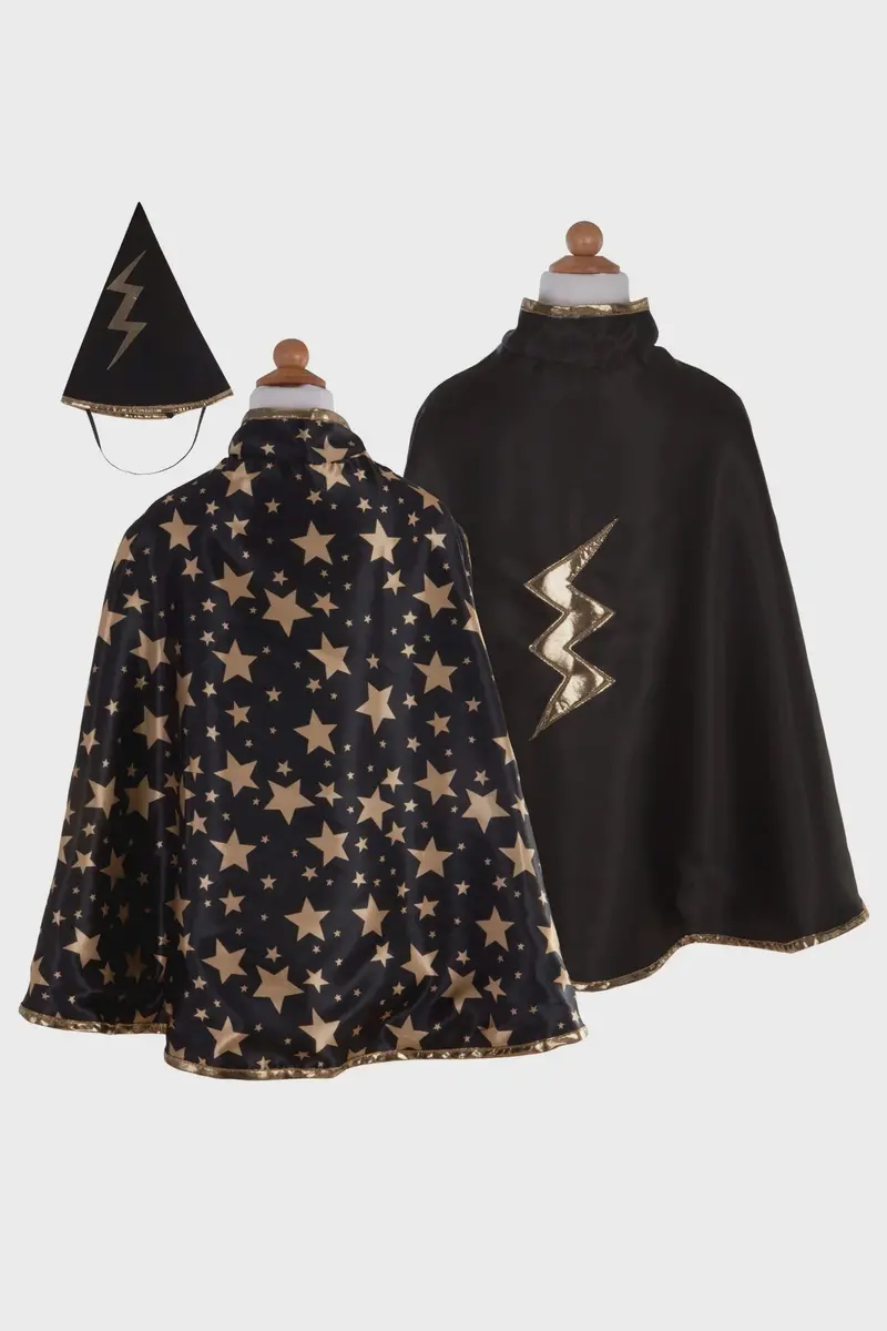 Revolutionary Wizard Cape And Hat Set – Classic Black, Size 4–6 1