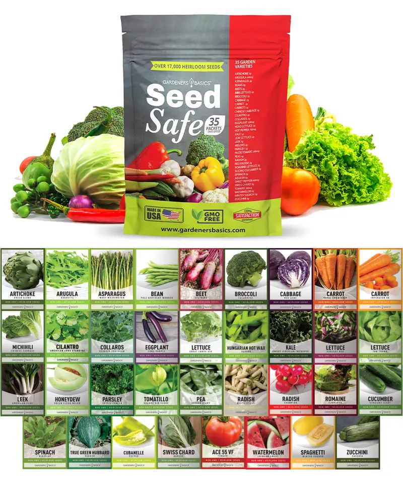 Seed Safe Survival Seed Kit – 35 Non-Gmo, Heirloom Garden Varieties 1